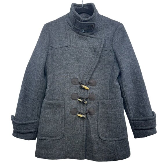 Banana Republic Womens Wool Blend Toggle Coat XS Gray Cross Zipper - Picture 1 of 10